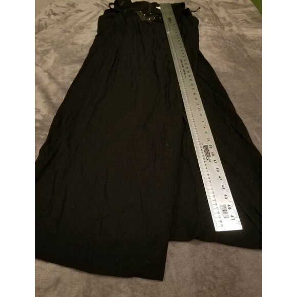 D. J. Summers Womens Size 12 Black Square Neck Sleeveless Midi Dress Side Slit - Picture 6 of 7